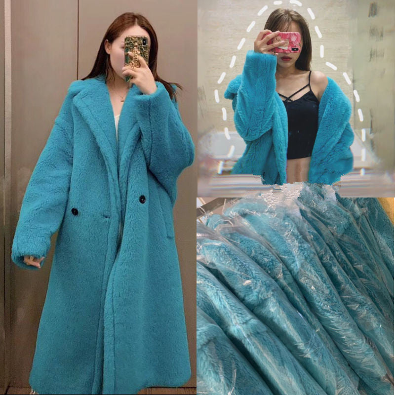 Teddy coat lungo oversize Lake Blue Insane dress