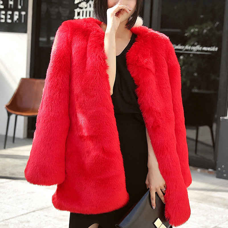 Artificial fox fur Red Insane dress