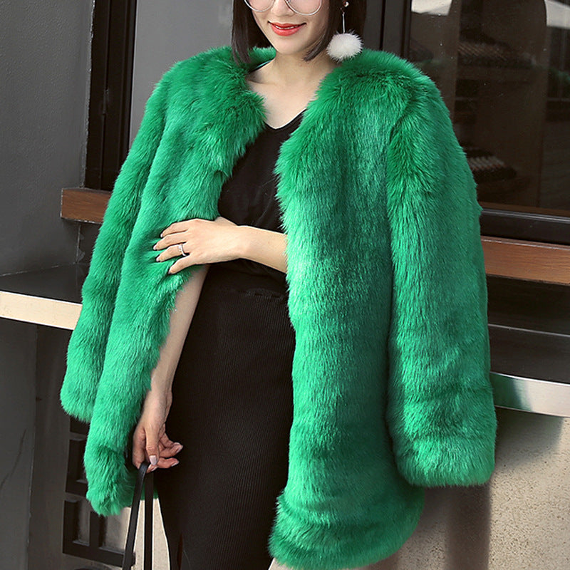 Artificial fox fur Green Insane dress