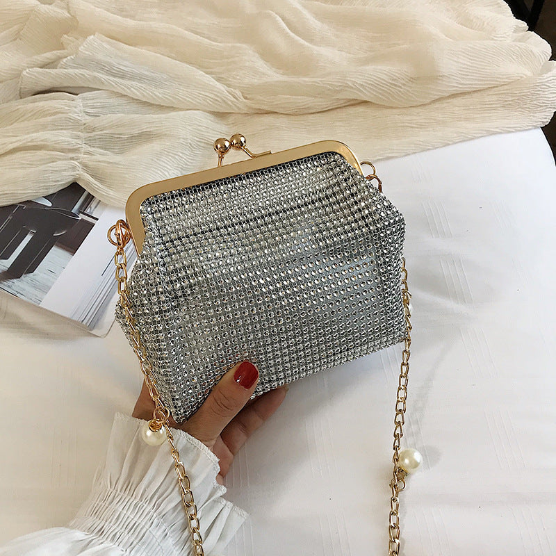 Borsa tracollina con clips strass Silver Insane dress