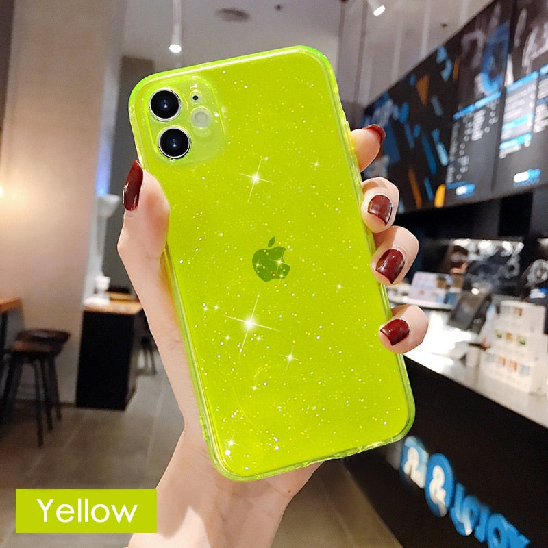 Glitter Fluorescent Colors Phone Cases On For iphone Yellow eprolo