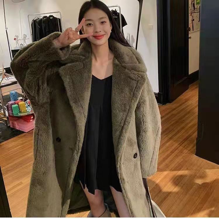 Teddy coat lungo oversize ArmyGreen Insane dress