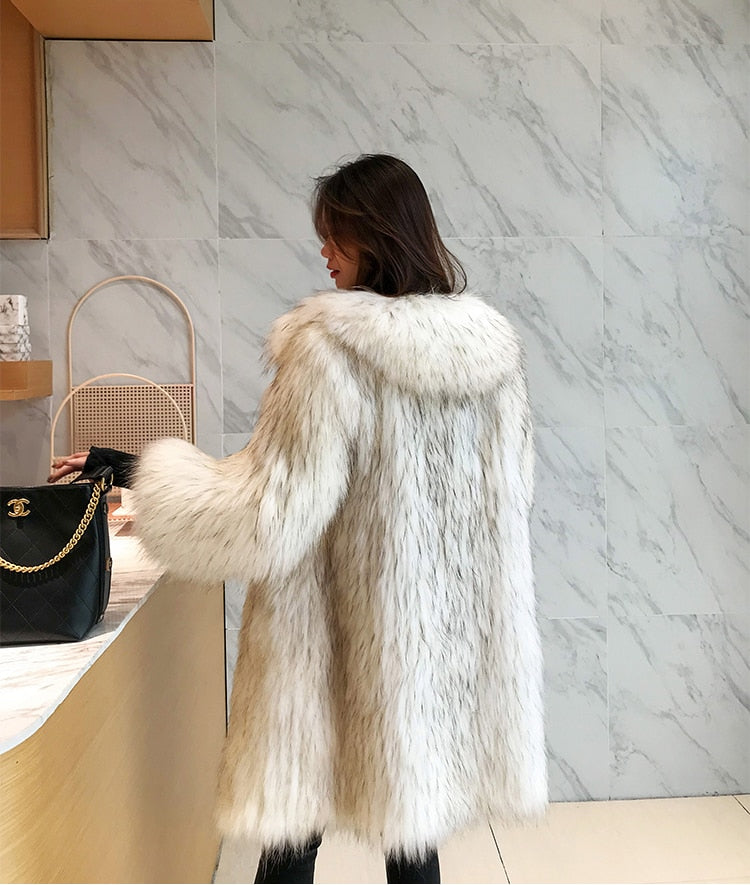 Pelliccia ecologica Winter fox fur imitation fur coat Insane Dress