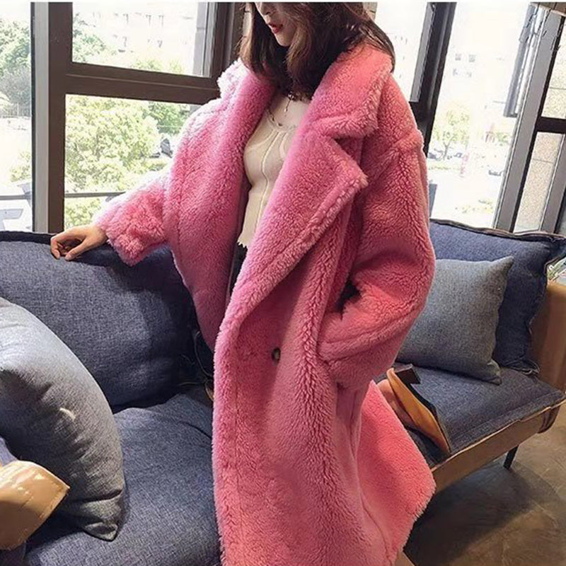 Teddy cappotto donna lungo ecologico fucsia Longer Pink Insane Dress