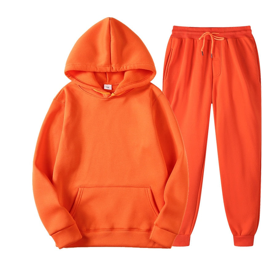 Completo tuta basic pantalone e felpa cappuccio Orange Insane Dress