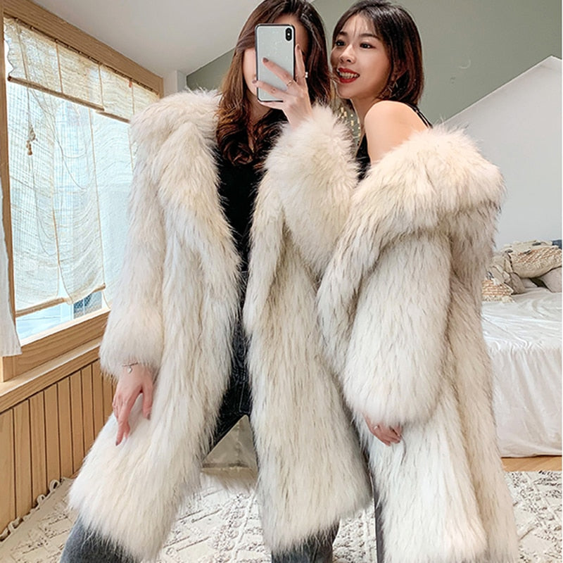 Pelliccia ecologica Winter fox fur imitation fur coat Insane Dress