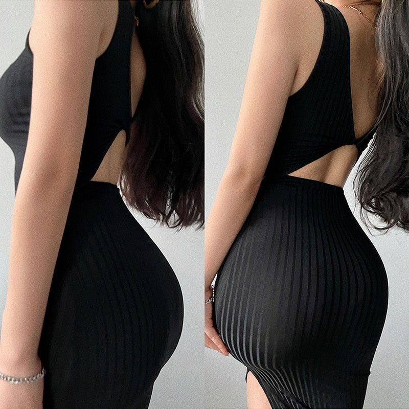 Slim Backless Hollow Out Sleeve Less Maxi Dress Insane Dress