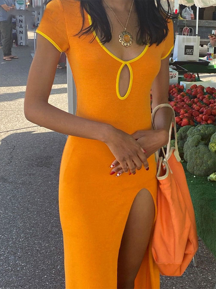 Abito lungo Cléa Orange Insane dress