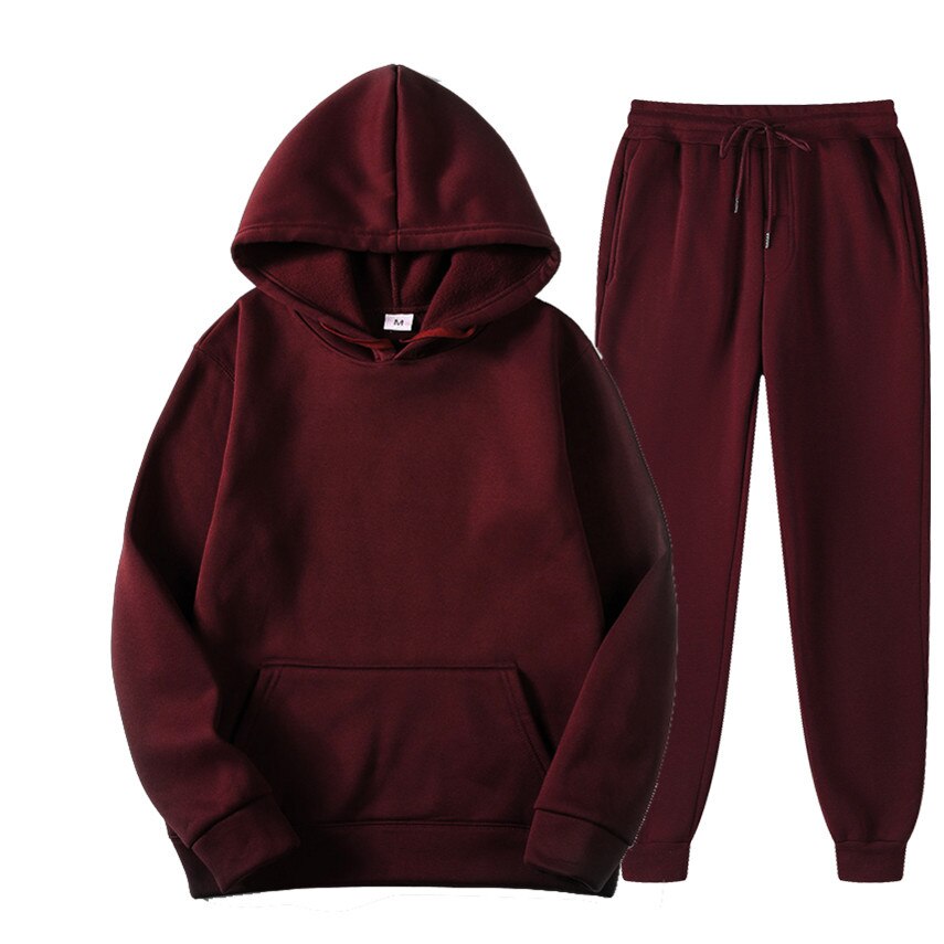 Completo tuta basic pantalone e felpa cappuccio Wine Red Insane Dress