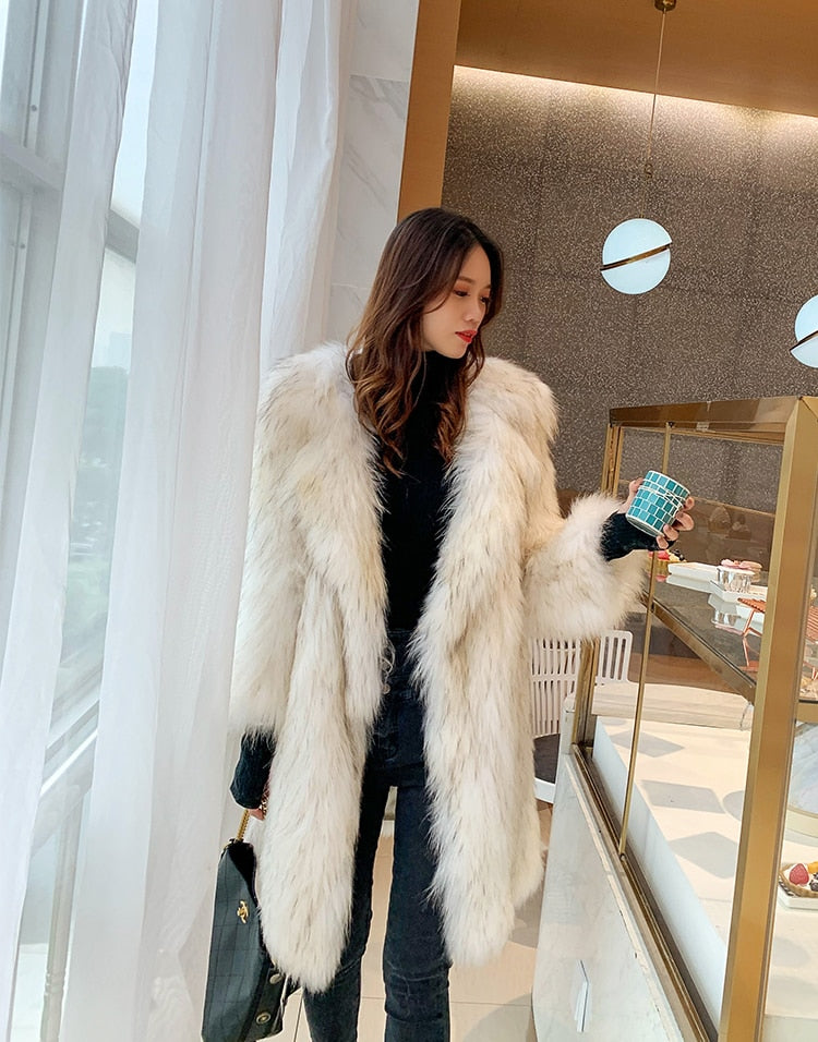 Pelliccia ecologica Winter fox fur imitation fur coat Insane Dress