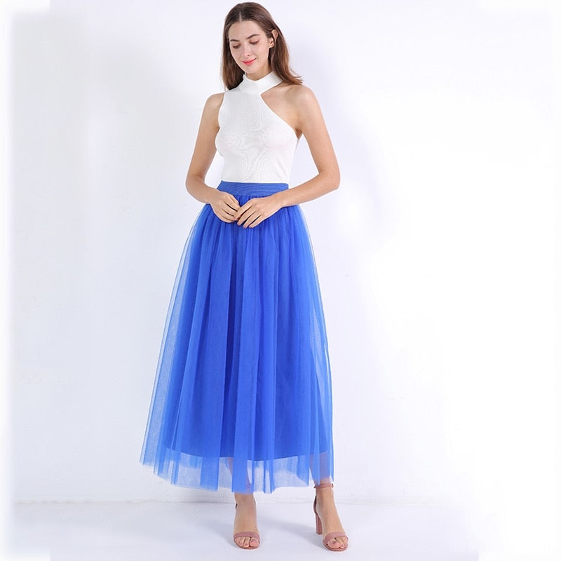 Gonna donna tulle lunga con elastico royal blue One Size Insane Dress