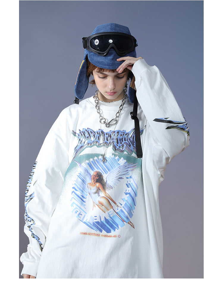 Hip Hop T Shirt Streetwear Retro Angel t shirt umo A21344 White Insane Dress