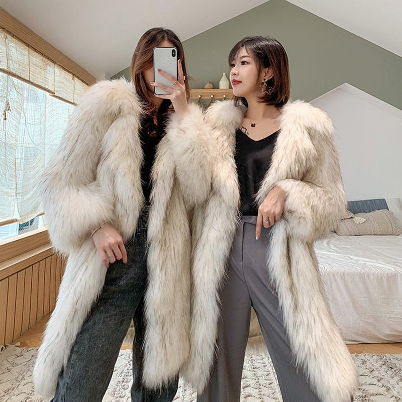 Pelliccia ecologica Winter fox fur imitation fur coat Insane Dress