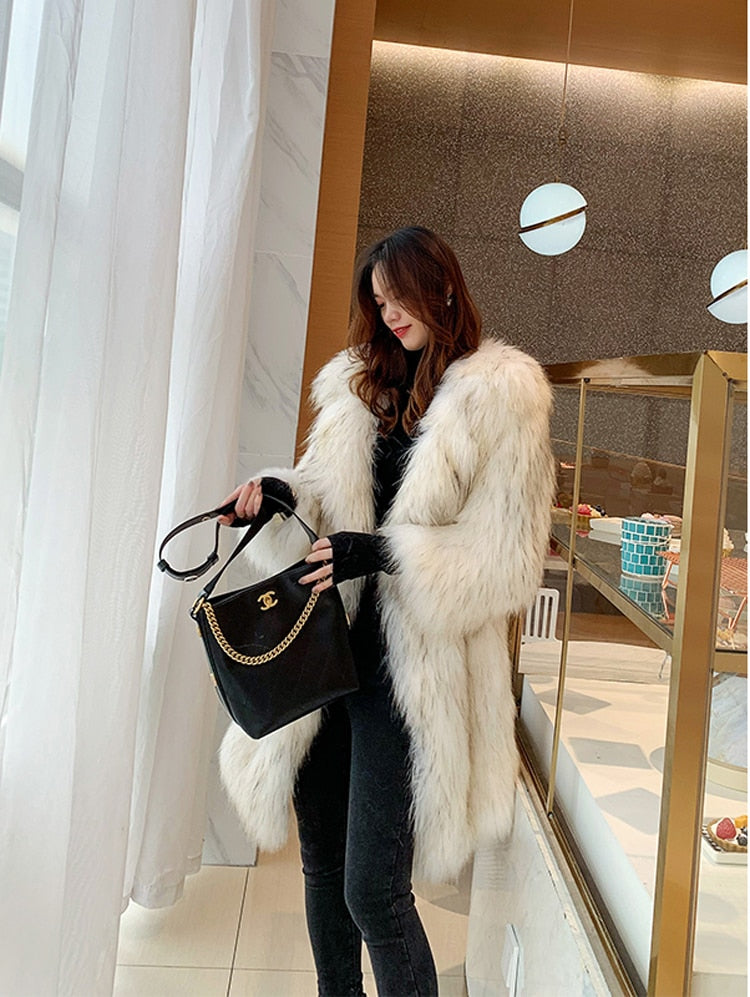 Pelliccia ecologica Winter fox fur imitation fur coat Insane Dress