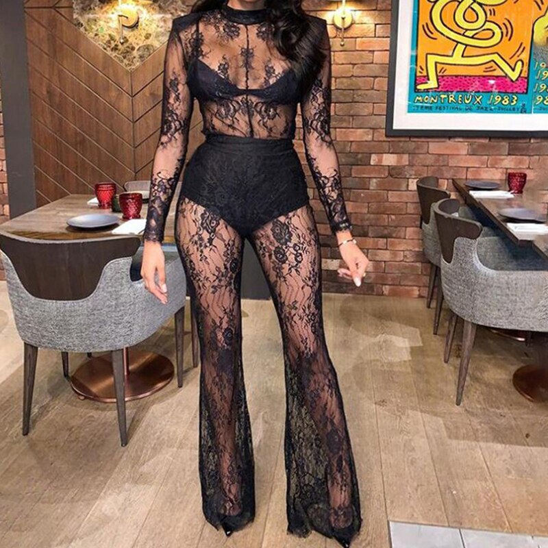 Hallow Out Lace Jumpsuit Women Insane Dress