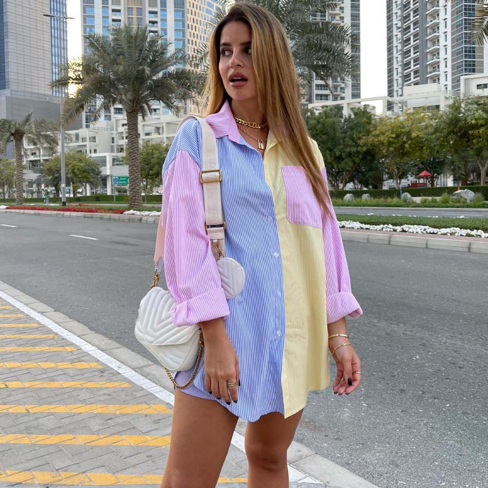 camicia multicolor righe donna oversize as show Insane Dress