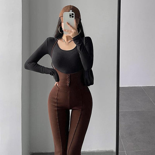 High Waist Slim Skinny Overalls Pants Women Insane Dress