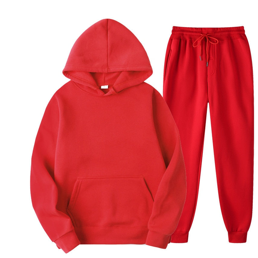 Completo tuta basic pantalone e felpa cappuccio Red Insane Dress