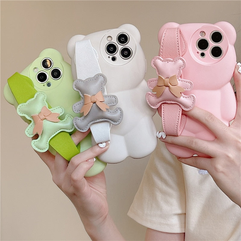 Cute Bear Strap Case for iPhone Insane Dress