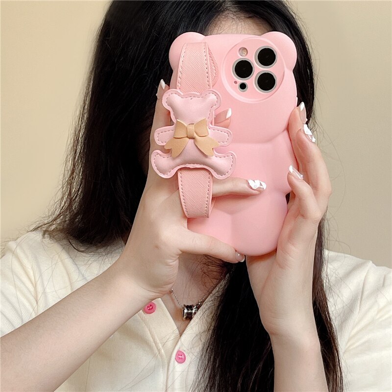 Cute Bear Strap Case for iPhone Insane Dress