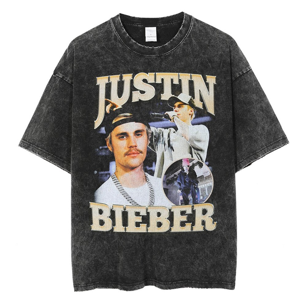 T-Shirt Oversized bootleg Justin Bieber vitnage Black Insane Dress