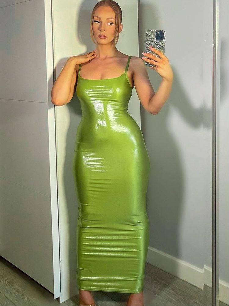 Abito Perlie lungo metal donna green Insane Dress