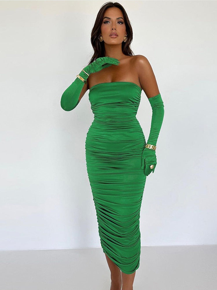 Strapless Long Maxi Dress glove Green Insane Dress