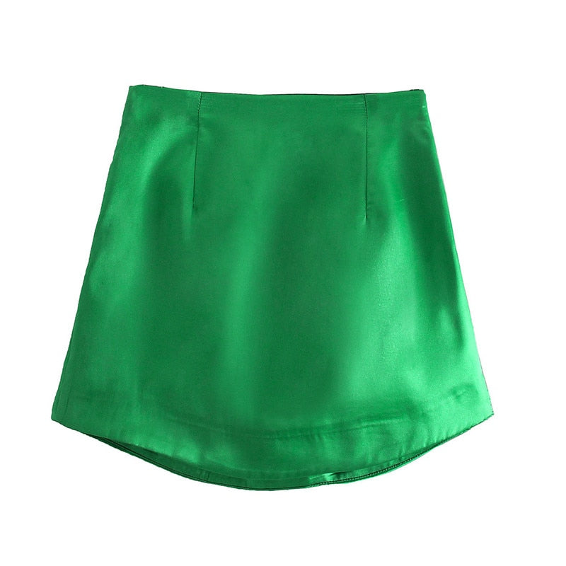 Mini gonna donna raso Green Insane Dress