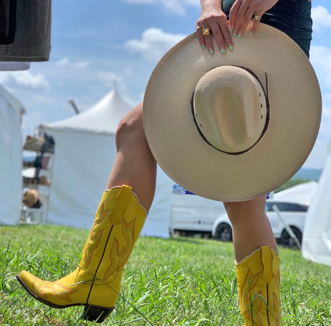 Texano cowboy vintage donna ricamato Yellow Insane Dress