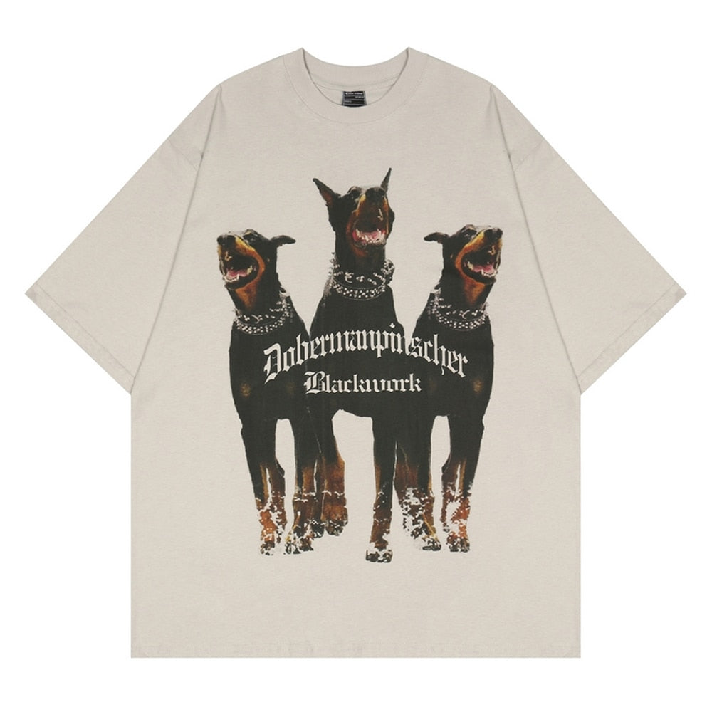 Tshirt unisex vintage Dobermann retro hip hop Insane Dress