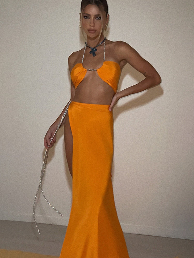 Completo Fresna coordinato due pezzi donna orange Insane Dress