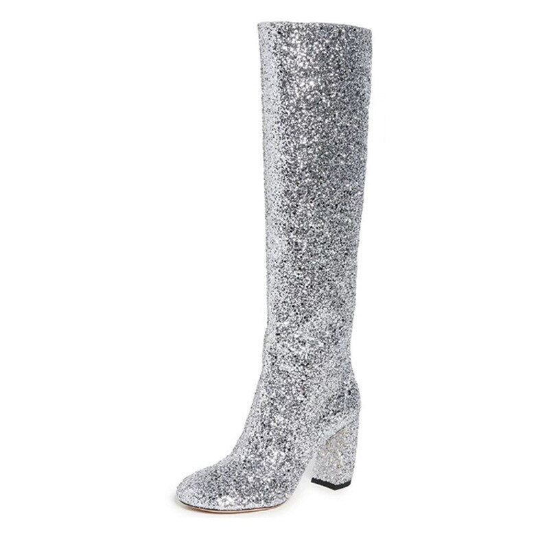 Stivale Liam alto glitter con tacco donna Insane Dress