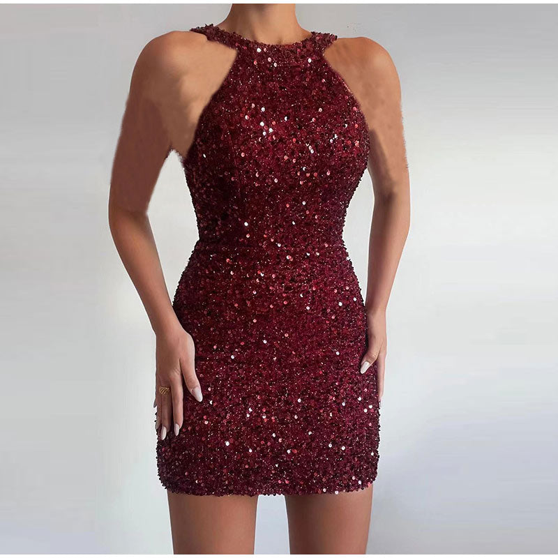 Abito corto tubino donna glitter colletto red Insane Dress