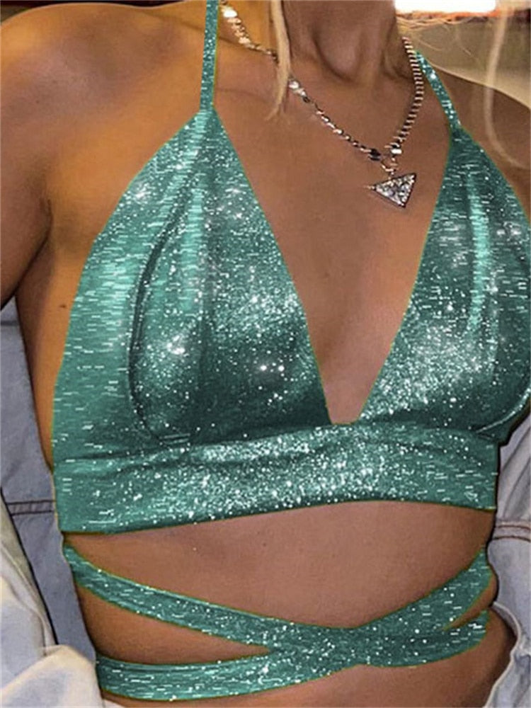 Top glitter donna triangolo stringato Insane Dress