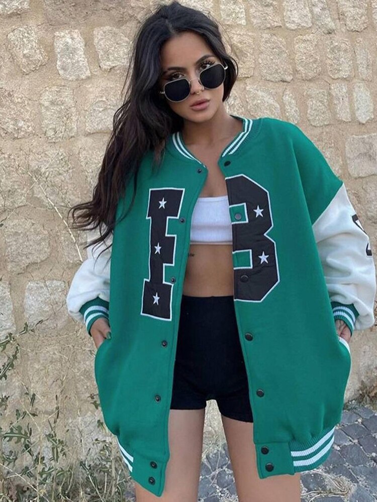 Varsity bomber oversize giubbotto Green Insane Dress