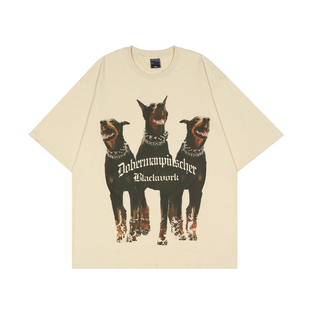 Tshirt unisex vintage Dobermann retro hip hop Khaki Insane Dress