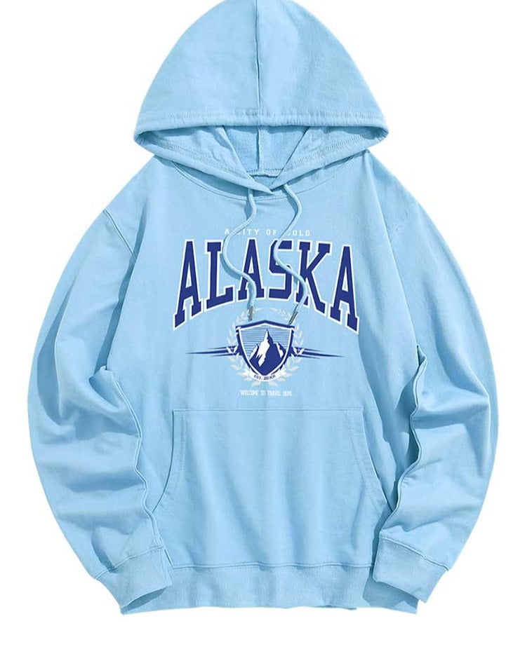 Felpa hoodie Alaska unisex vintage print Light Blue Insane Dress