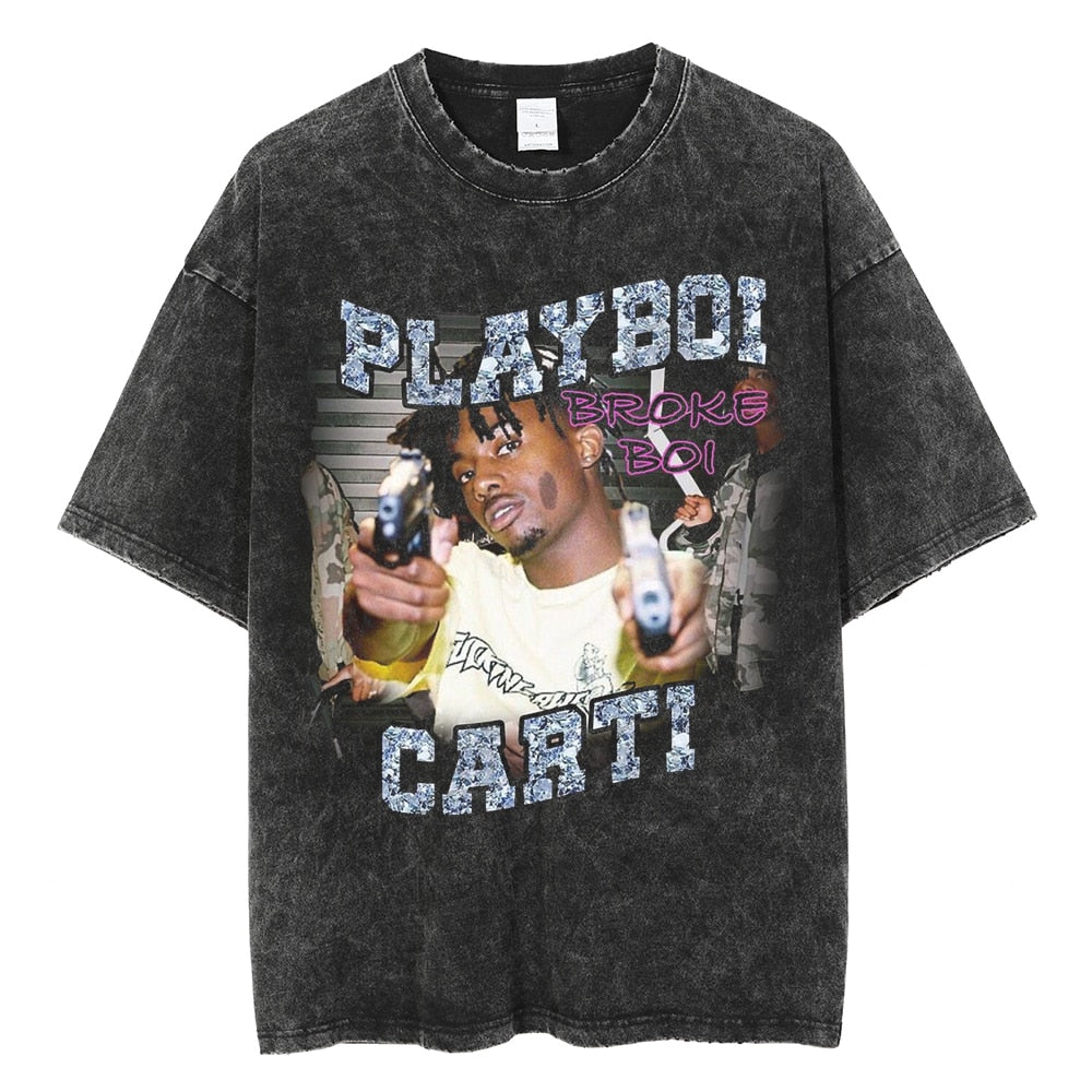 T Shirt Hip Hop Streetwear Ripped Washed uomo Black 1 Insane Dress