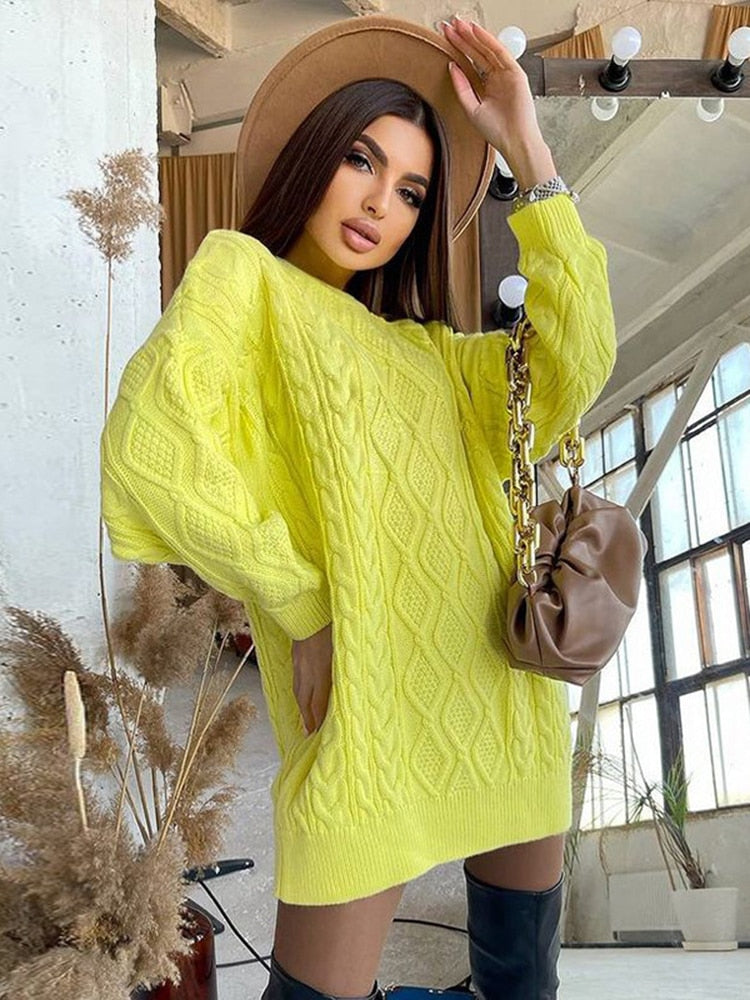 Maglione donna oversize treccia yellow Insane Dress