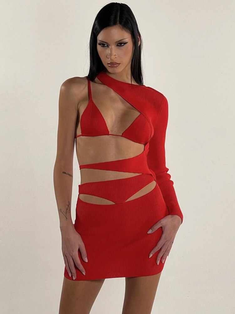 Mini abito irregular red Insane Dress