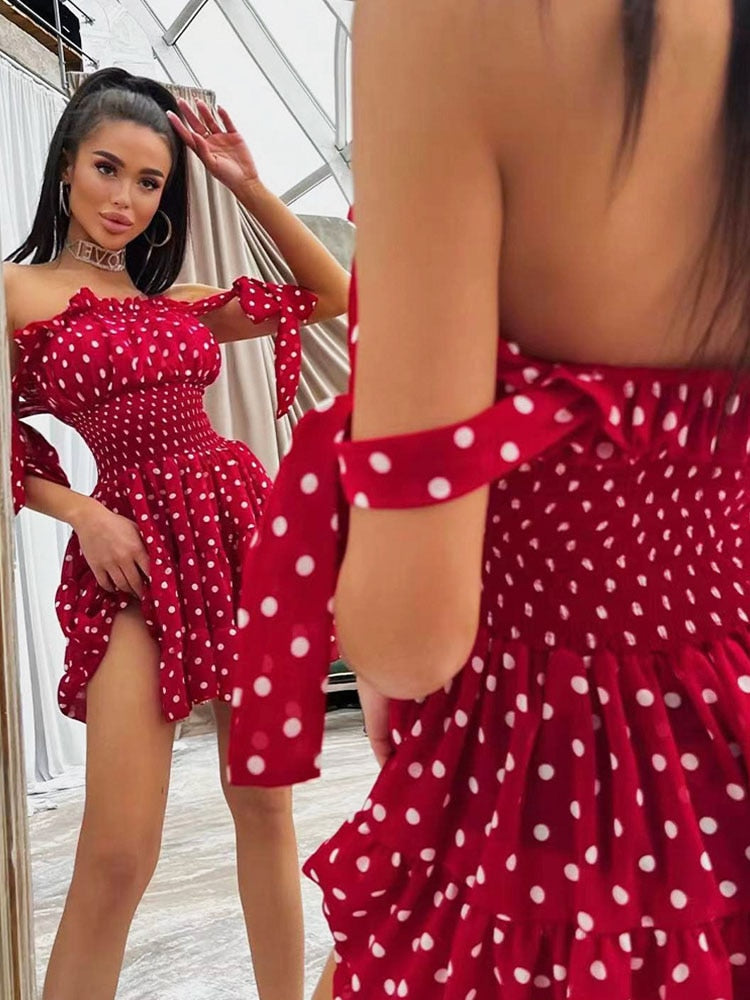 Sweet Boho Dress Cute Red Polka Dot Insane Dress