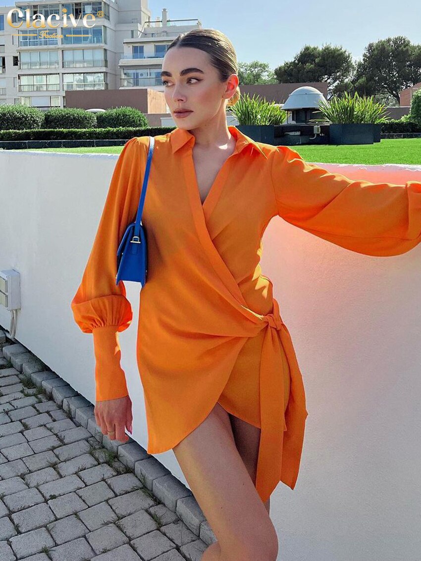 Abito Orange donna incrociato con colletto Insane Dress