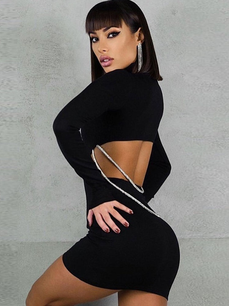 Backless Party Bodycon Dress Women Black Insane Dress