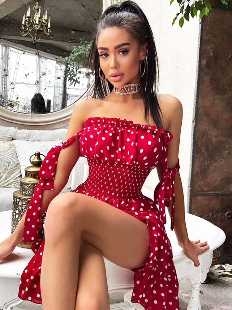 Sweet Boho Dress Cute Red Polka Dot Insane Dress