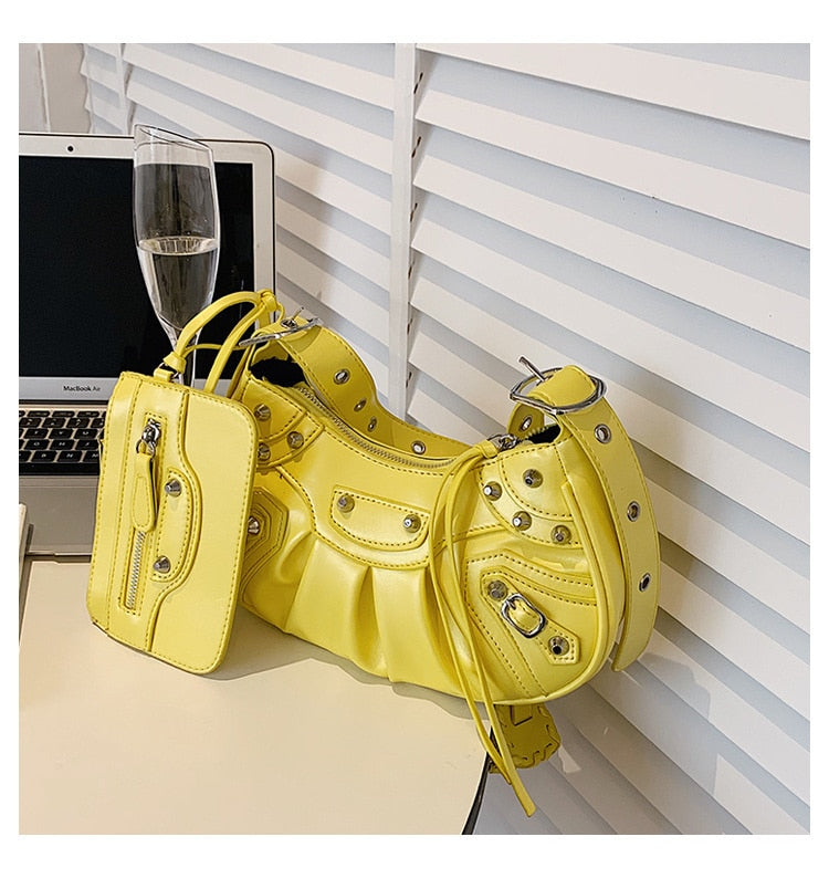 Borsa biker Jodie donna con borchie Yellow Insane Dress