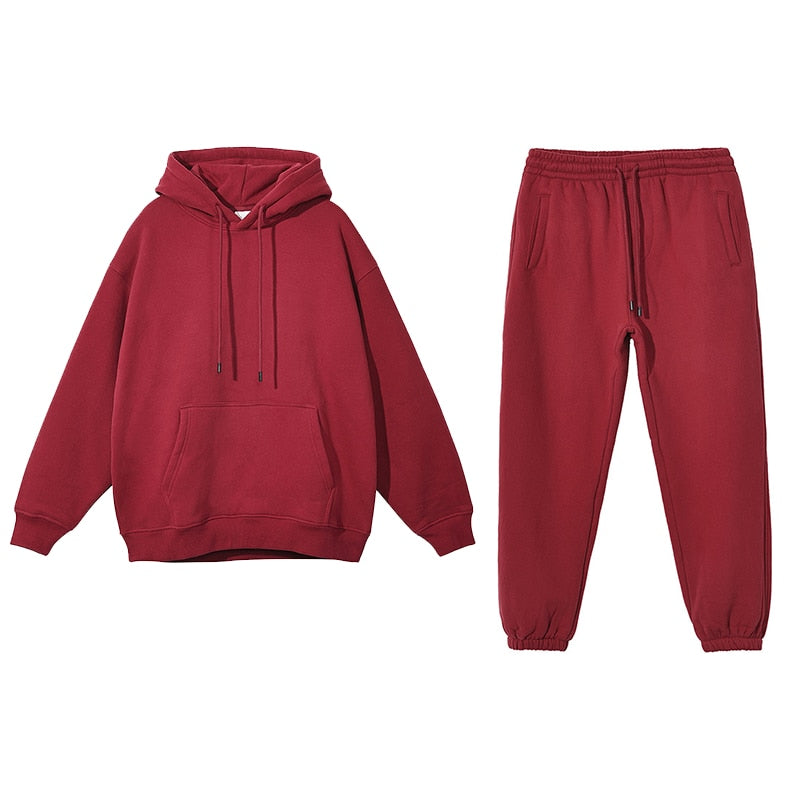 Completo tuta over hoodie fleece Kennie red sets Insane Dress