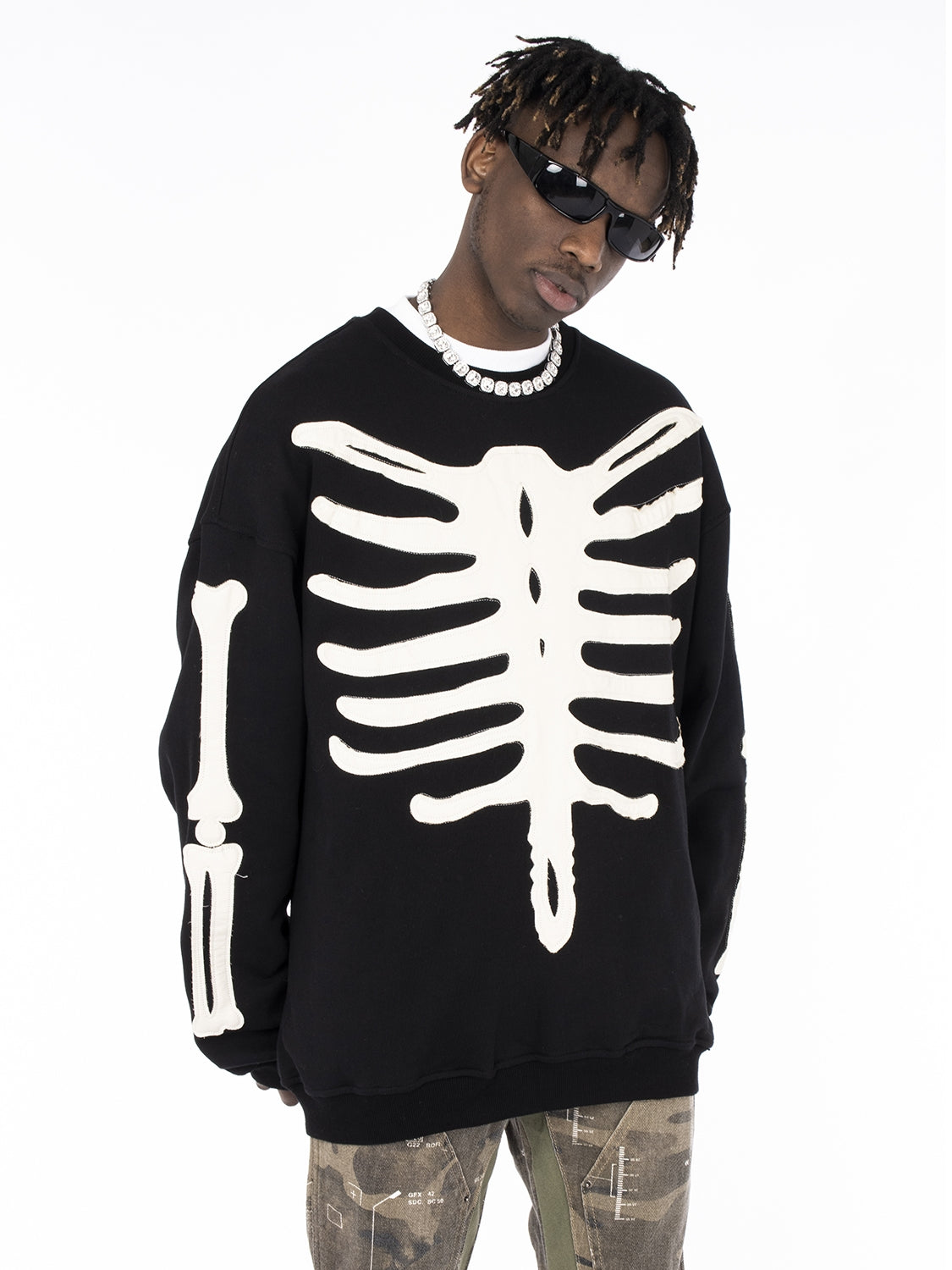 Felpa Punk Skeleton Hip Hop Oversize uomo Insane Dress