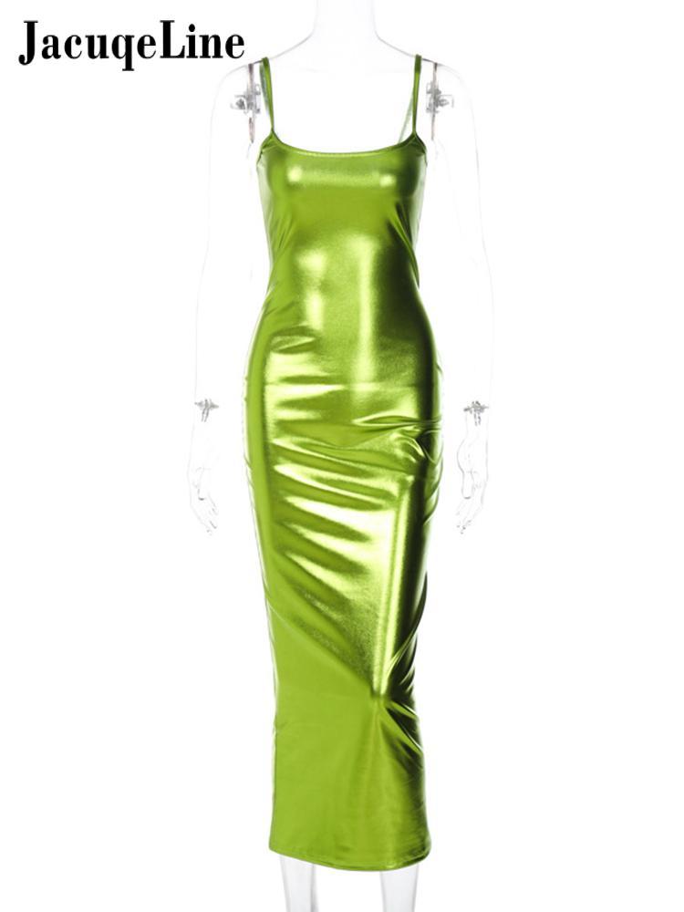 Low-Out Glossy Maxi Dress Women Insane Dress