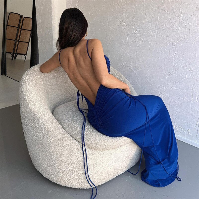 Ruched Backless Bodycon Maxi Dress Insane Dress