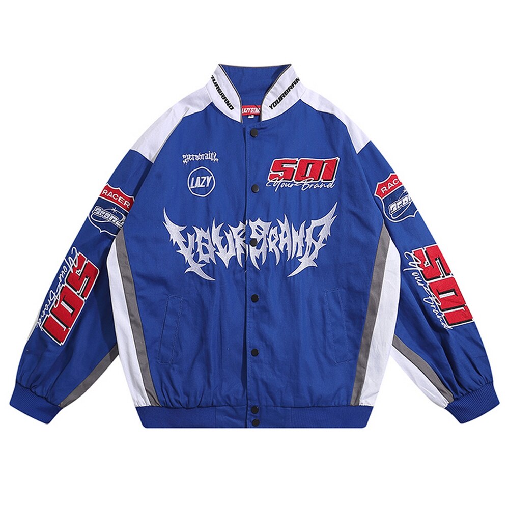 Bomber patch racing ricamo streetwear oversize unisex Blue Insane Dress